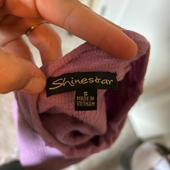 Shinestar Mauve Ruffle Sleeve high neck short sleeve Crop Top - Picture 3 of 3